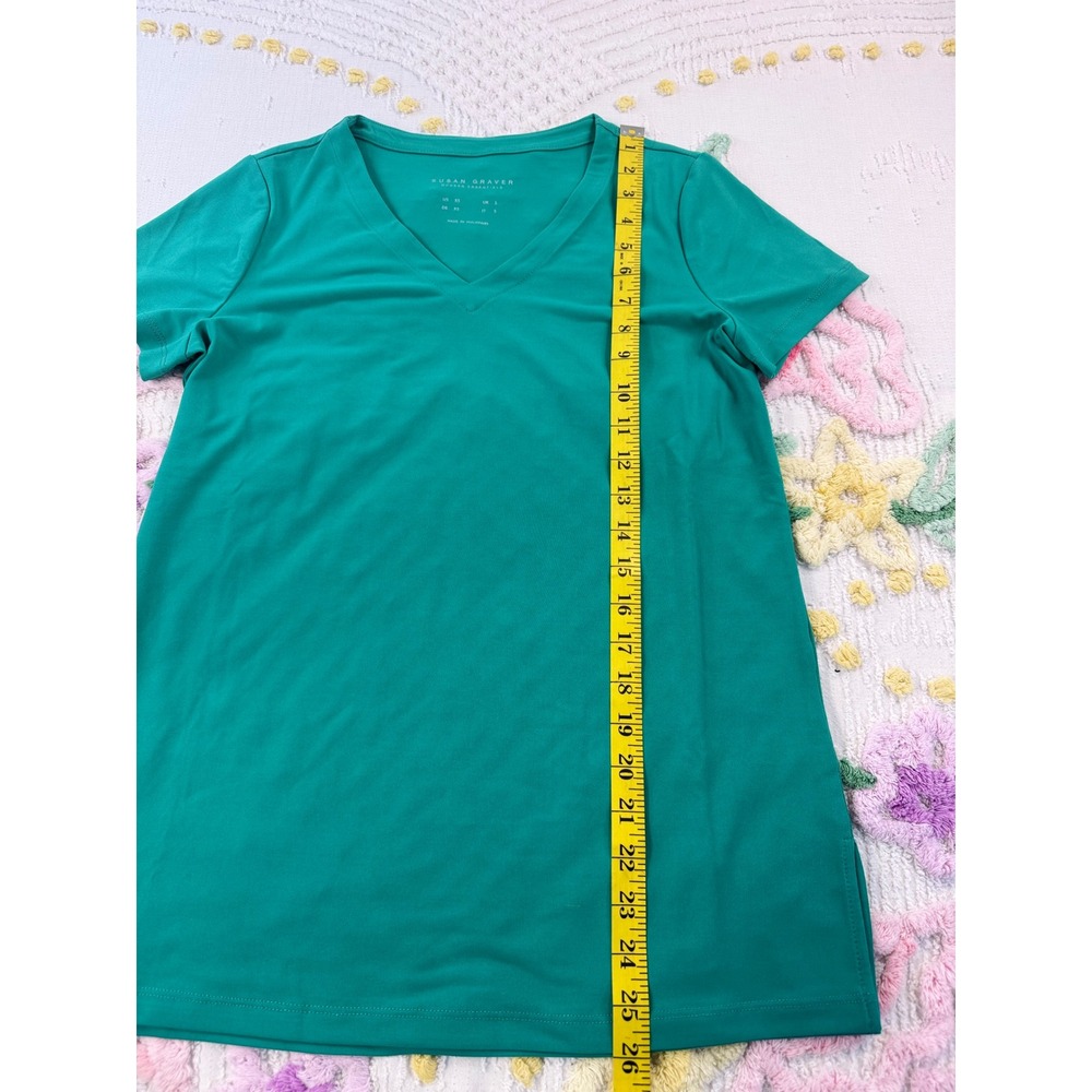 Susan Graver Modern Essentials Teal V-Neck‎ Liquid Knit Tee Shirt XS - Picture 3 of 9